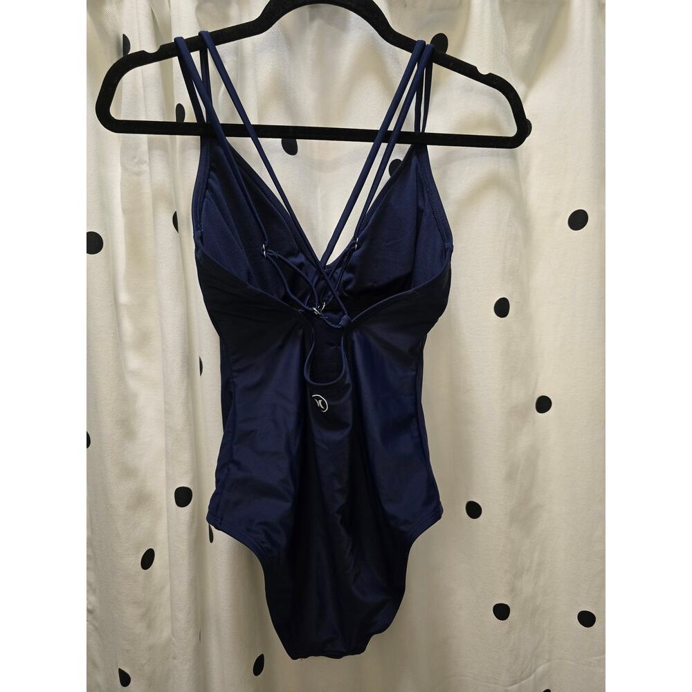 Hurley navy blue strappy back one piece swimsuit removable padding size small - Picture 5 of 9